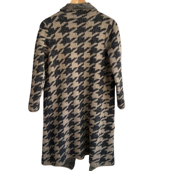 Joseph A Coatigan Houndstooth‎ Open Front Small Tan/Black Cabincore Grandma - Picture 4 of 13